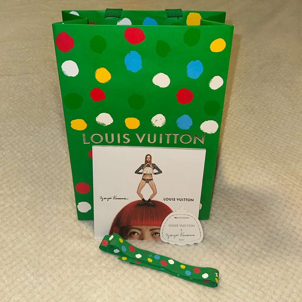 Louis Vuitton Yayoi Kusama bag, ribbon, book, and hang tag bundle